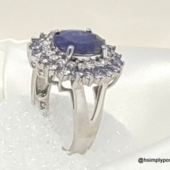 5.88ctw Tanzanite & Diamond Engagement Ring – 14K White Gold, 7.1g - Picture 4 of 8